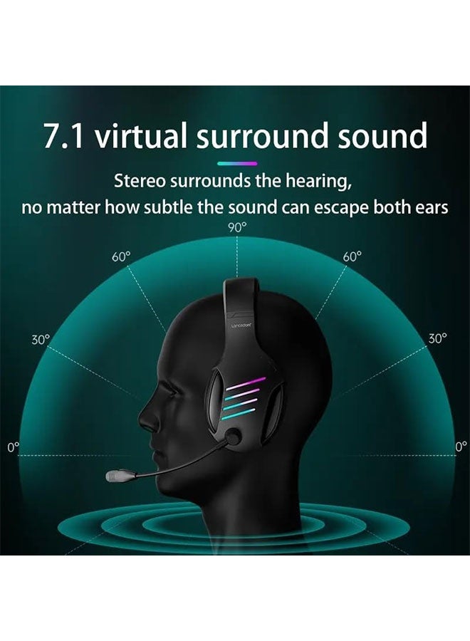 Langsdom G7 Troner Surround Sound Gaming Headset with RGB Lighting & HD Microphone - Compatible with PC, PlayStation, and Mobile - Image 2